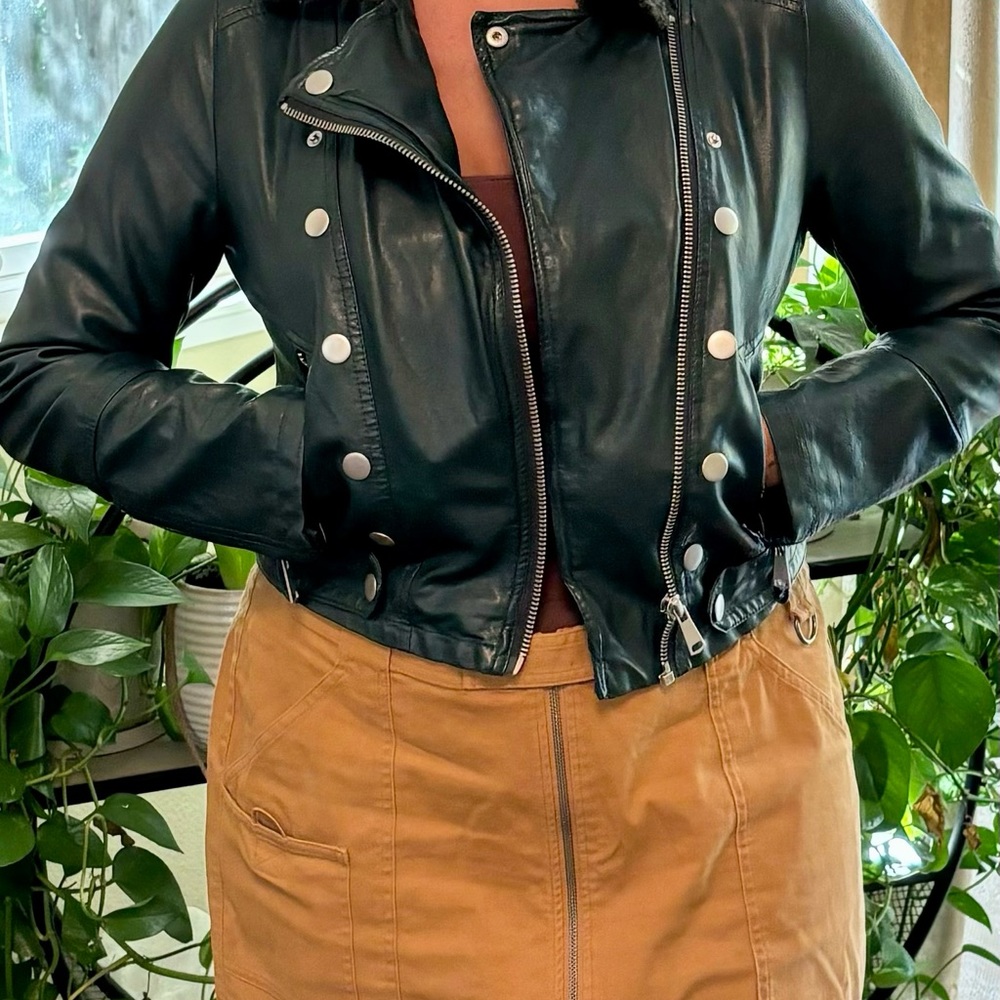 Loft Green faux leather jacket. Sz m